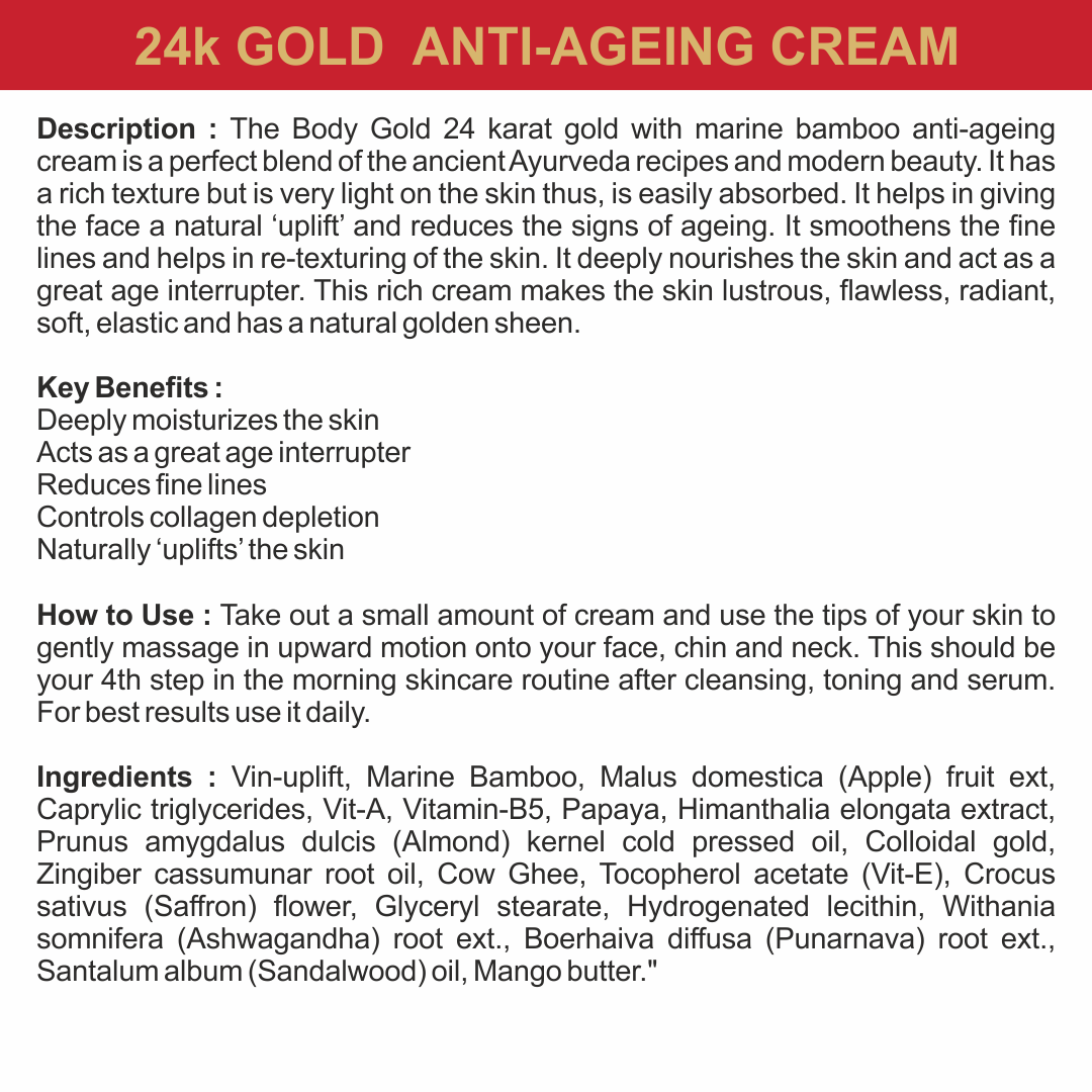24 K Gold Anti-Aging Creme With Marine Bamboo & Colloidal Gold 50gm