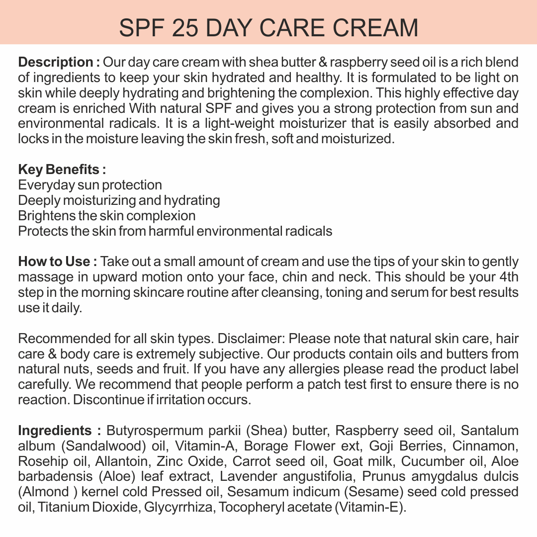 SPF 25 Day Care Cream With Shea Butter & Raspberry Seed Oil