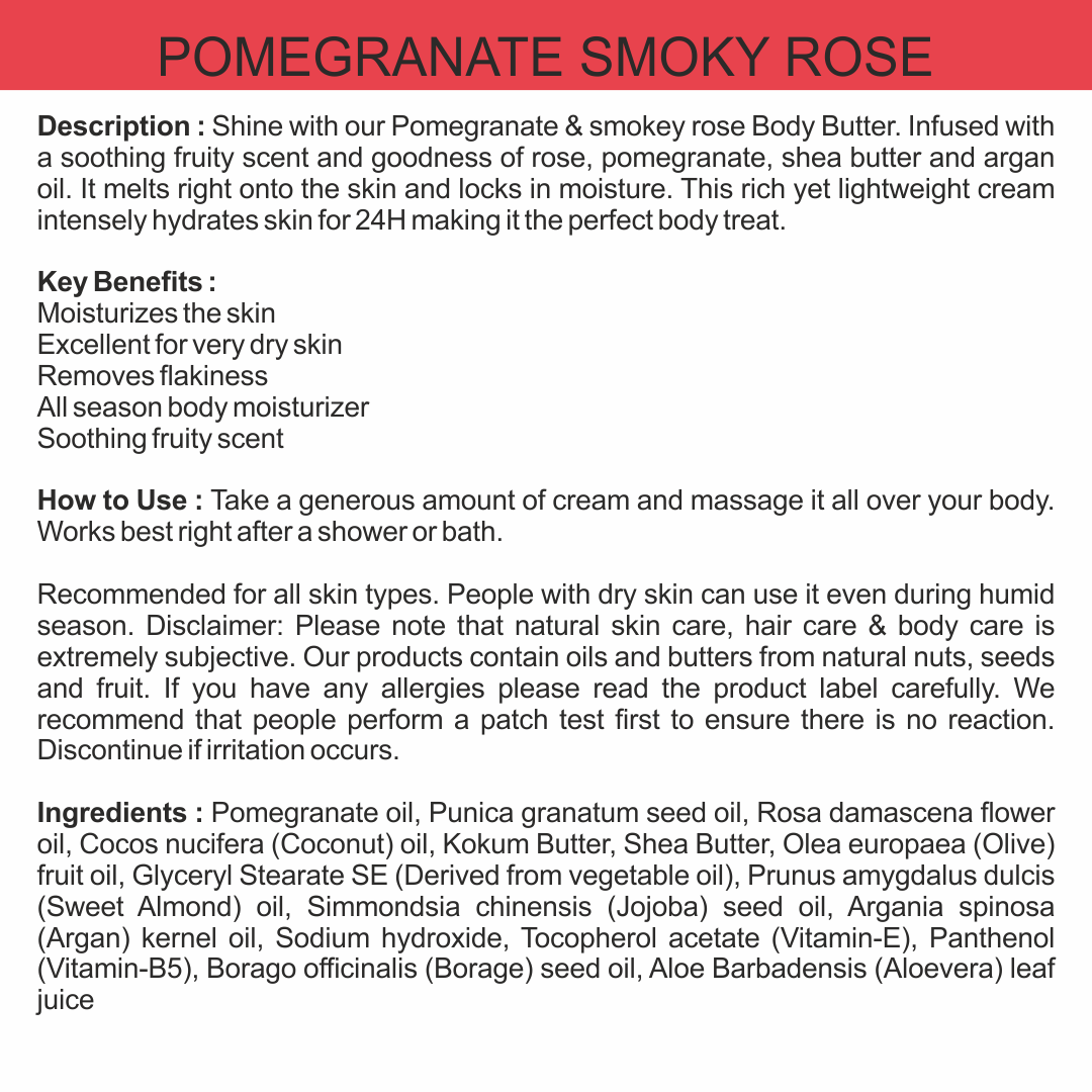 Body Butter Cream - Pomegranate & Smoky Rose