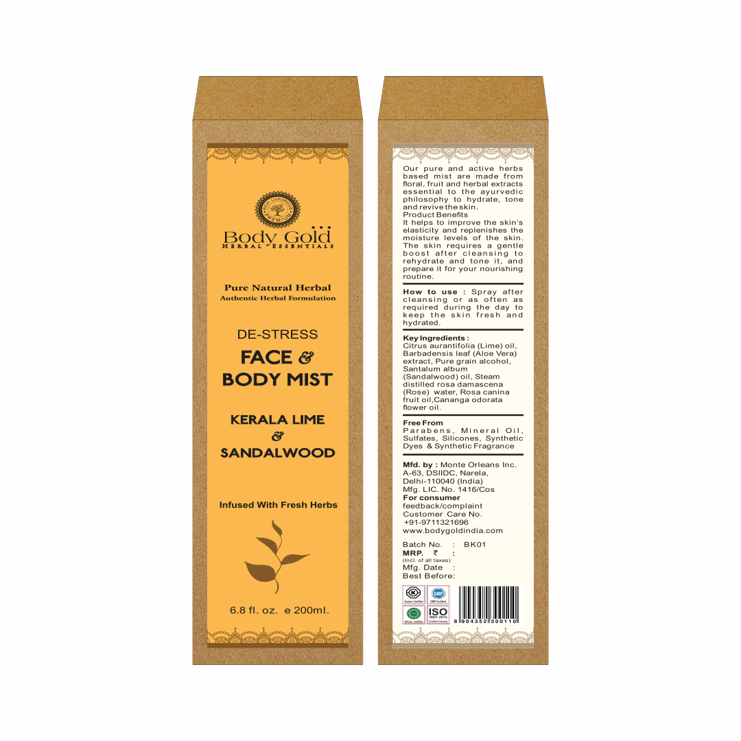 De-Stress Face & Body Mist - Kerala Lime & Sandalwood